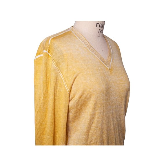 John Varvatos Men's Mustard Knit V-Neck Pullover Sweater Silk & Cashmere Size M - Picture 2 of 7